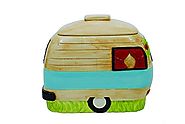 Creative Co-Op Ceramic Camper Cookie Jar, Multicolor