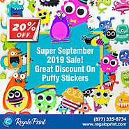 Super September 2019 Sale 20% Discount on Puffy Stickers | RegaloPrint