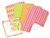 Zipper Pouch and 4 Burp Cloth Gift Set, Savannah Pink