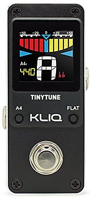 KLIQ TinyTune Tuner Pedal for Guitar and Bass - Mini - Chromatic - with Pitch Calibration and Flat Tuning (Power Supp...