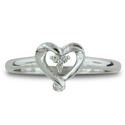SuperJeweler Three Stone Diamond Heart Shape Promise Ring in Sterling Silver