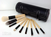 Professional Studio Quality 12 Piece Natural Cosmetic Makeup Brush Brushes Set Kit with Leather Pouch Case Bag