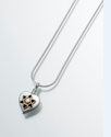 Sterling Silver Heart Pendant with 14k Star of David Insert Cremation Pendant- Attractive Black Velvet Gift Box