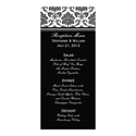 Black and White Damask Wedding Menu Rack Card