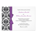 Purple Bow with Damask Wedding Invitation