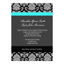 Turquoise Damask Monogram Wedding Invitation