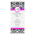 Black and Pink Damask Monogram Wedding Invitation