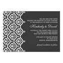 Black and White Damask Wedding Invitation