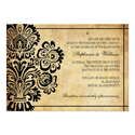 Black Vintage Floral Wedding Invitation