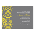Vintage Lace Gray and Yellow Wedding Invitation