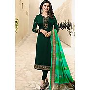 Forest Green Georgette Churidar Suit
