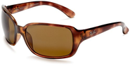 Ray-Ban RB4068 Oversized Wrap Sunglasses 60 mm, Polarized, Brown Tortoise/Brown