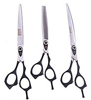 ShearsDirect 40 3 Tooth Blender Shear Set, Includes 8.0-Inch Straight, 8.0-Inch Curved and 7.0-Inch