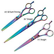 Master Grooming Tools Stainless Steel 5200 Rainbow Series Pet Straight Shears, 8-1/2-Inch