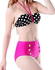 HDE Women Vintage 50s Pinup Girl Rockabilly High Waist Retro Bikini Swimsuit Set