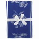 HIC 20- by 20-inch Blue Kitchen Towels with Fruit Design, Set of 4