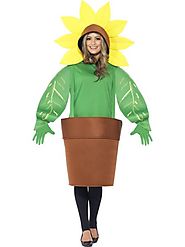Sunflower Fancy Dress Costume Adult, Top with Attached Hood|FancyPanda