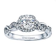 14K White Gold Round Cut Halo Diamond Infinity Engagement Ring- Rm1405