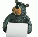 Willie Black Bear Holding Roll Of Toilet Tissue Wall Mounted Toilet Paper Holder Rack 7.5"