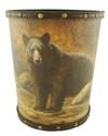 Bear Wastebasket with Leather Accents, 10-inch