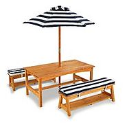 KidKraft Outdoor table and Chair Set with Cushions and Navy Stripes