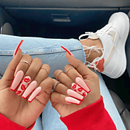 long red and white coffin nail designs