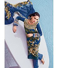 Tangerines Multi Colour Lawn Cotton Embroidered Salwar Kameez Suit Unstitched Dress Material-Amber8321B