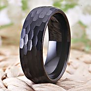 Black Domed Tungsten Carbide Mens Ring