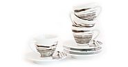 Goode Grain Porcelain Espresso Cup & Saucer - Set of 4
