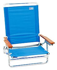 Rio Brands 5 Position Classic Lay Flat Beach Chair, Perri Blue