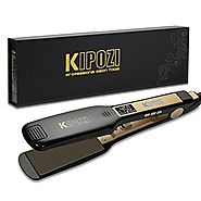 KIPOZI Professional Titanium Flat Iron Hair Straightener with Digital LCD Display ,Dual Voltage,Instant Heat Up(1.75 ...