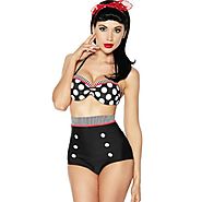 HDE Women Vintage 50s Pinup Girl Rockabilly High Waist Retro Bikini Swimsuit Set