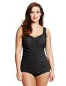 Maxine of Hollywood Women's Plus-Size Solid Girl Leg One Piece Swimsuit, Black, 18W
