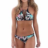 Kiwi-rata Sexy Women Bikini Set Bandage Push-Up Padded Swimwear Swimsuit Bathing Beachwear, Multicolored, Large