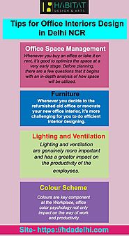 Here we define some points Tips for Office Interiors Design in Delhi NCR. If any one start own business and wants to ...