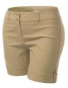 J.TOMSON PLUS Womens 2 Button Cuffed Shorts Plus Size 1XL XL Khaki