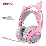 SOMIC G951 Pink Noise Cancelling Lovely Cat Headset | Shop For Gamers