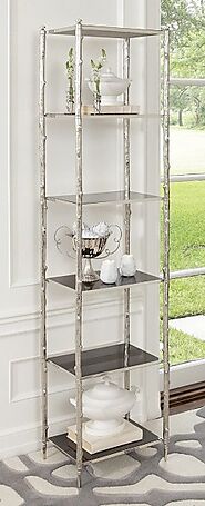 Global Views Arbor Etagere-Nickel And Black Granite | Short Etagere Bookcase At Grayson Luxury