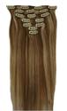 15" Clip in Remy Human Hair Extensions 12/613# Light Brown with Bleach Blonde 7pcs 70g
