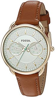 Fossil Women's ES4006 Tailor Multifunction Dark Brown Leather Watch