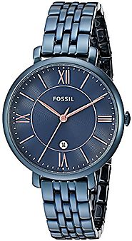 Fossil Women's Quartz Stainless Steel Casual Watch, Color:Blue (Model: ES4094)