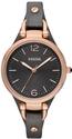 Fossil Women's ES3077 Georgia Smoke Leather and Rose Gold-Tone Stainless Steel Watch