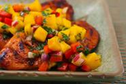 Grilled Lime and Chile Chicken with Mango and Red Bell Pepper Salsa