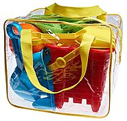 Beach Toy Set in Reusable Zippered Bag with Mesh Bag for Easy Clean and Store