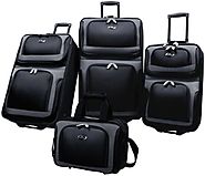 U.S Traveler New Yorker Lightweight Expandable Rolling Luggage 4-Piece Suitcases Sets - Black