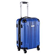 Goplus GLOBALWAY Expandable 20" ABS Carry On Luggage Travel Bag Trolley Suitcase (Blue)