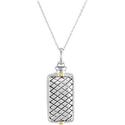 Sterling Silver with 14k Yellow Gold Plate Woven Vessel Ash Holder Pendant Necklace 18'