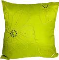 Decorative Embroidery Lime Green Floral Throw Pillow Cover 18"