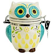 Boston Warehouse Hinged Jar with Floral Owl Design - Kitchen Things
