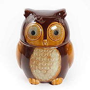 Gibson Home Cookie Hoot 7.5" Owl Cookie Jar Reactive Stoneware - Kitchen Things